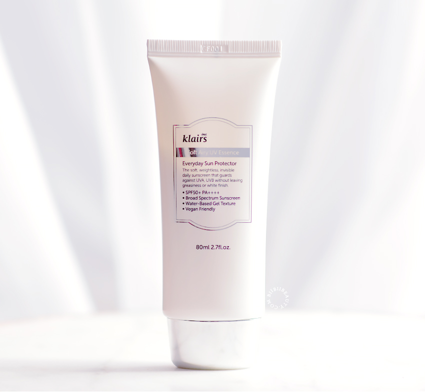 Klairs Soft Airy UV Essence Review on Sensitive Acne Prone Skin bronwyn papineau biibiibeauty bibibeauty toronto beauty blog blogger guru skincare obsessed